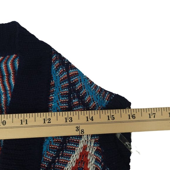 Umgee Open Front Cardigan Aztec Print Sweater Vest Womens Size M Fringe Boho NEW - Picture 4 of 12